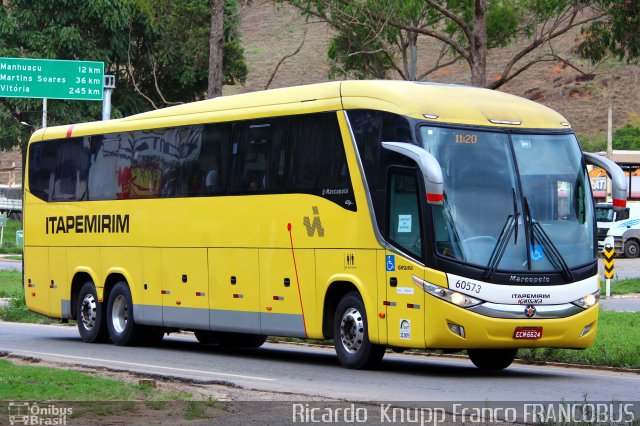 Viação Itapemirim 60573 na cidade de Manhuaçu, Minas Gerais, Brasil, por Ricardo  Knupp Franco. ID da foto: 5540569.