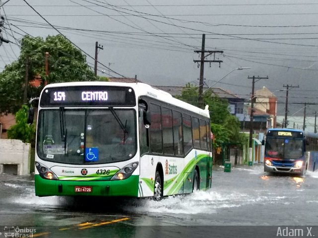 Viação Piracicabana Santos 4326 na cidade de Santos, São Paulo, Brasil, por Adam Xavier Rodrigues Lima. Número da foto: #5590574.