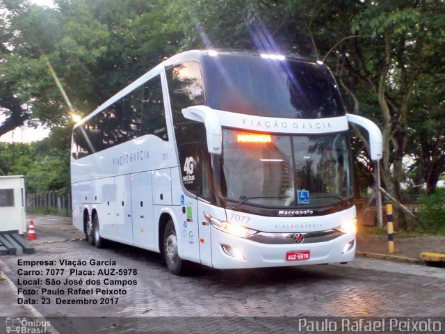 Viação Garcia 7077 na cidade de São José dos Campos, São Paulo, Brasil, por Paulo Rafael Peixoto. Número da foto: #5600715.