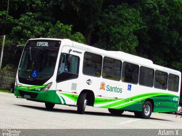 Viação Piracicabana Santos 4706 na cidade de Santos, São Paulo, Brasil, por Adam Xavier Rodrigues Lima. ID da foto: 5604938.