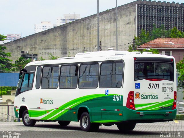 Viação Piracicabana Santos 5701 na cidade de Santos, São Paulo, Brasil, por Adam Xavier Rodrigues Lima. ID da foto: 5604955.