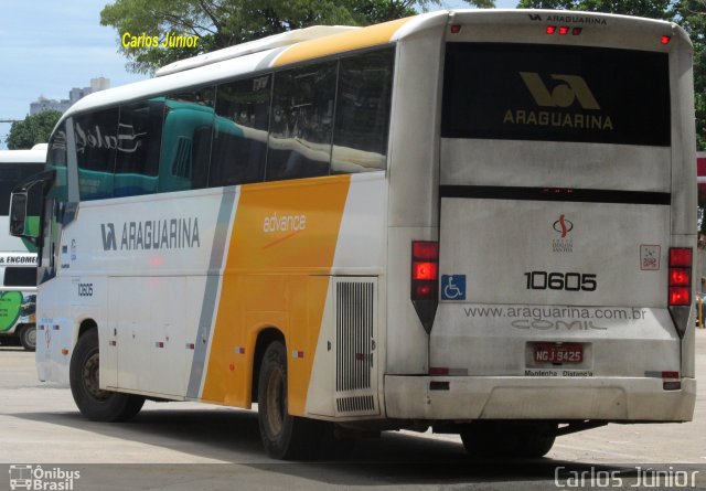 Viação Araguarina 10605 na cidade de Goiânia, Goiás, Brasil, por Carlos Júnior. ID da foto: 5611658.