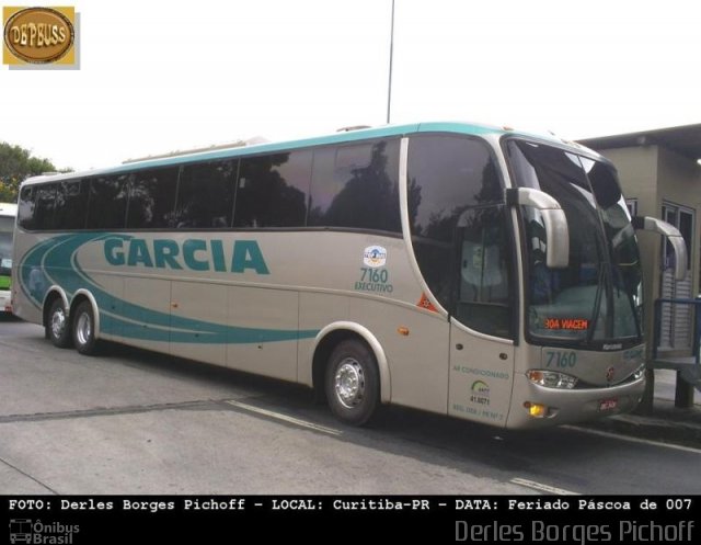 Viação Garcia 7160 na cidade de Curitiba, Paraná, Brasil, por Derles Borges Pichoff. ID da foto: 5616193.