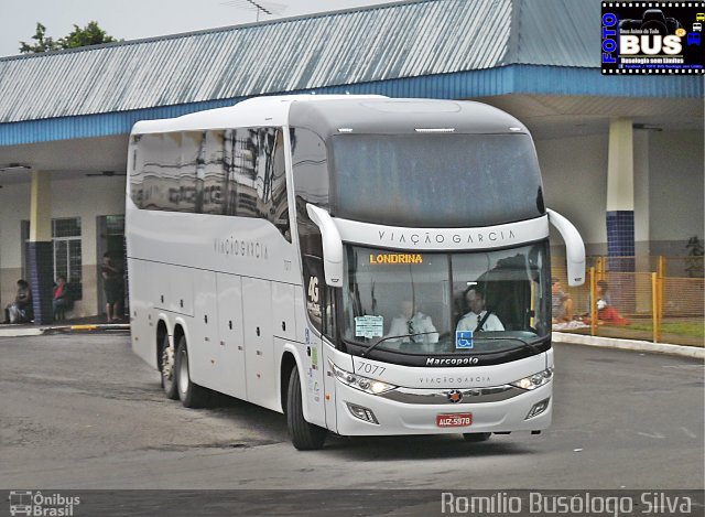 Viação Garcia 7077 na cidade de Rolândia, Paraná, Brasil, por Romílio Busólogo Silva . ID da foto: 5620788.