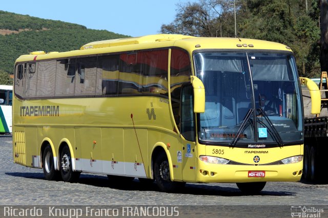 Viação Itapemirim 5805 na cidade de Manhuaçu, Minas Gerais, Brasil, por Ricardo  Knupp Franco. ID da foto: 5552177.