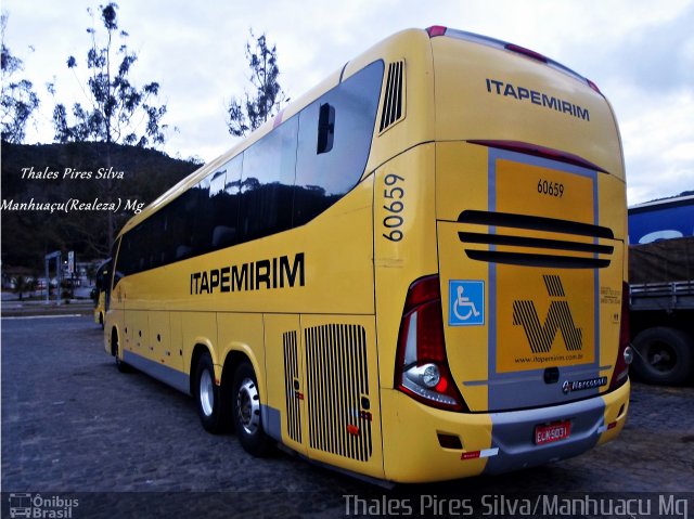 Viação Itapemirim 60659 na cidade de Manhuaçu, Minas Gerais, Brasil, por Thales Pires Silva. Número da foto: #5560338.