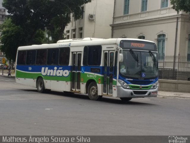 Viação União RJ 204.213 na cidade de Rio de Janeiro, Rio de Janeiro, Brasil, por Matheus Ângelo Souza e Silva. ID da foto: 4831111.