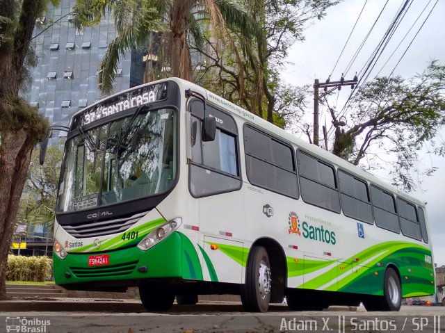 Viação Piracicabana Santos 4401 na cidade de Santos, São Paulo, Brasil, por Adam Xavier Rodrigues Lima. Número da foto: #4832045.