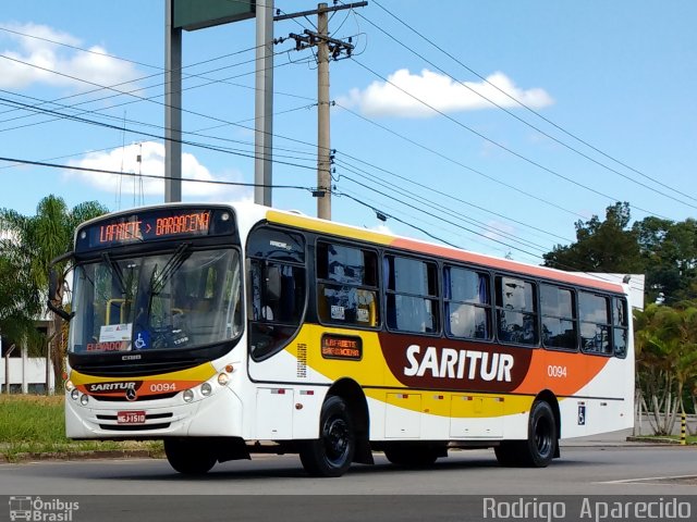 Saritur - Santa Rita Transporte Urbano e Rodoviário 0094 na cidade de Conselheiro Lafaiete, Minas Gerais, Brasil, por Rodrigo  Aparecido. Número da foto: #4832709.