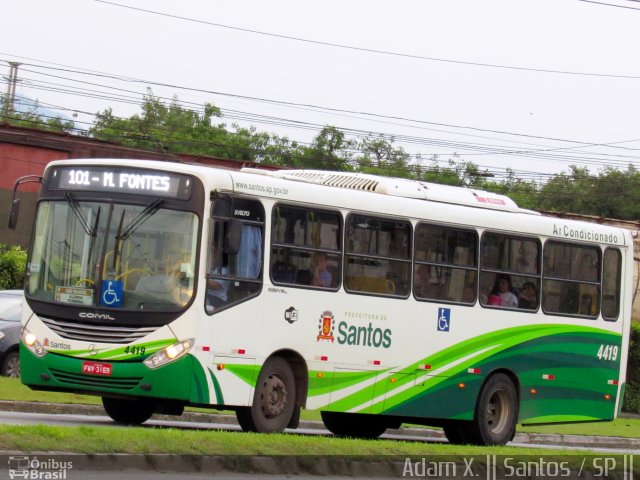 Viação Piracicabana Santos 4419 na cidade de Santos, São Paulo, Brasil, por Adam Xavier Rodrigues Lima. Número da foto: #4832027.
