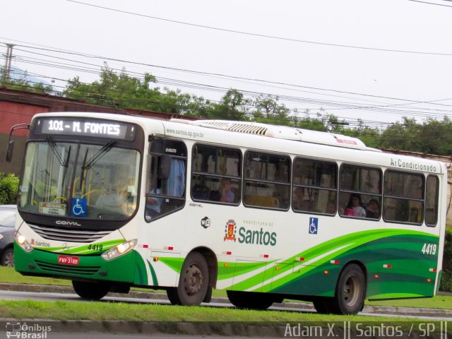 Viação Piracicabana Santos 4419 na cidade de Santos, São Paulo, Brasil, por Adam Xavier Rodrigues Lima. ID da foto: 4832027.