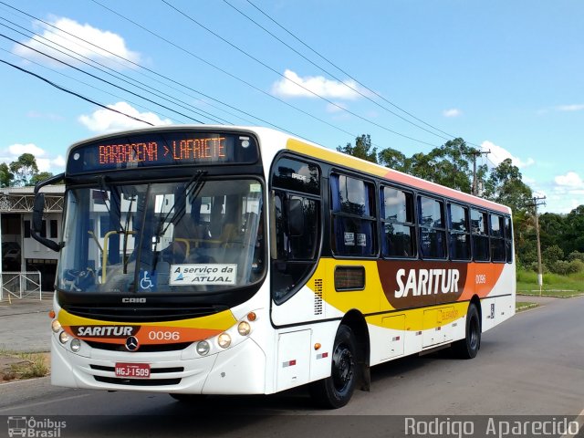 Saritur - Santa Rita Transporte Urbano e Rodoviário 0096 na cidade de Conselheiro Lafaiete, Minas Gerais, Brasil, por Rodrigo  Aparecido. ID da foto: 4832715.