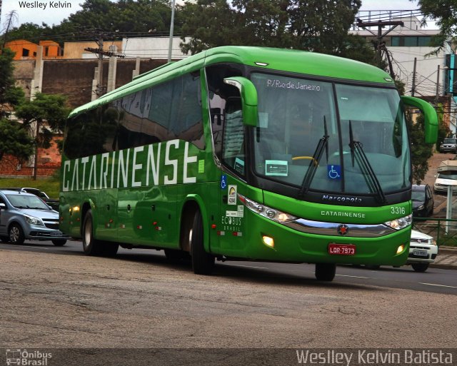 Auto Viação Catarinense 3316 na cidade de Sorocaba, São Paulo, Brasil, por Weslley Kelvin Batista. ID da foto: 4848467.