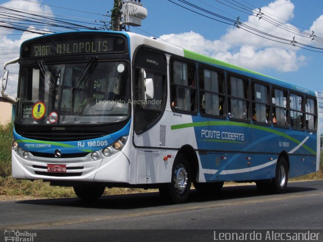 Viação Ponte Coberta RJ 190.005 na cidade de Nova Iguaçu, Rio de Janeiro, Brasil, por Leonardo Alecsander. Número da foto: #4856615.