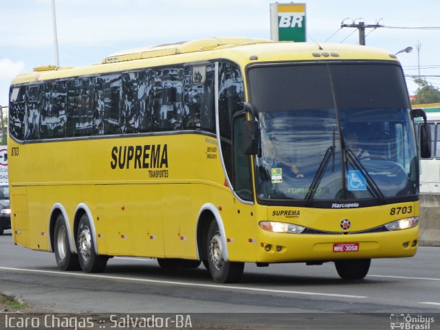 Suprema Transportes 8703 na cidade de Salvador, Bahia, Brasil, por Ícaro Chagas. Número da foto: #4862942.