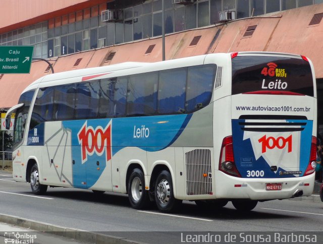 Auto Viação 1001 3000 na cidade de Rio de Janeiro, Rio de Janeiro, Brasil, por Leandro de Sousa Barbosa. ID da foto: 4868457.