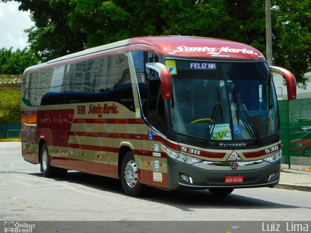 Santa Maria Fretamento e Turismo 530 na cidade de São Paulo, São Paulo, Brasil, por Luiz  Lima. ID da foto: 4828404.