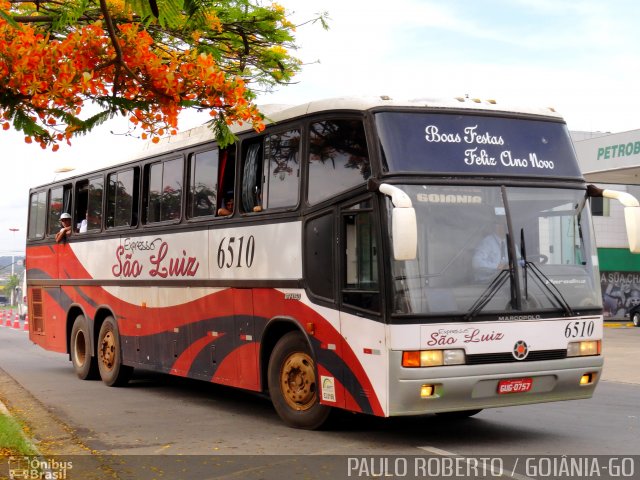 Expresso São Luiz 6510 na cidade de Goiânia, Goiás, Brasil, por Paulo Roberto de Morais Amorim. Número da foto: #4900802.