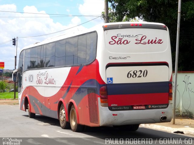 Expresso São Luiz 6820 na cidade de Goiânia, Goiás, Brasil, por Paulo Roberto de Morais Amorim. ID da foto: 4900823.