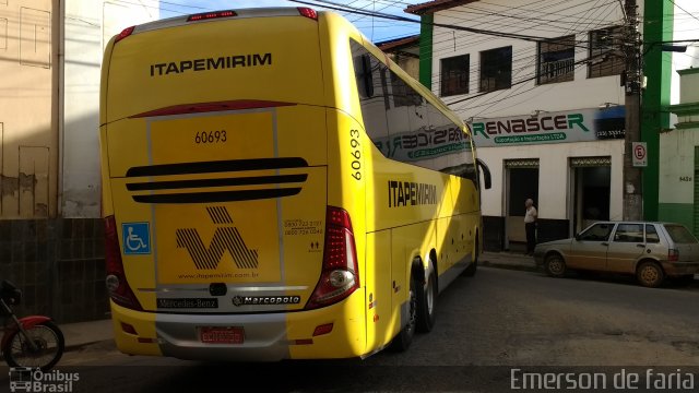 Viação Itapemirim 60693 na cidade de Manhuaçu, Minas Gerais, Brasil, por Emerson Leite de Andrade. Número da foto: #4902270.