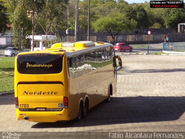 Viação Nordeste 1703 na cidade de João Pessoa, Paraíba, Brasil, por Fábio Alcântara Fernandes. ID da foto: 4905630.