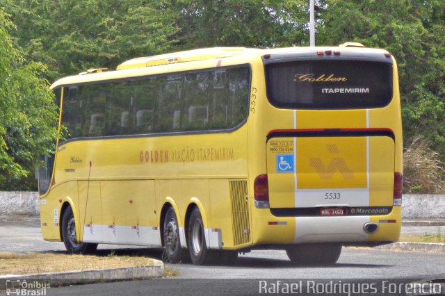 Viação Itapemirim 5533 na cidade de Aracaju, Sergipe, Brasil, por Rafael Rodrigues Forencio. ID da foto: 4910467.