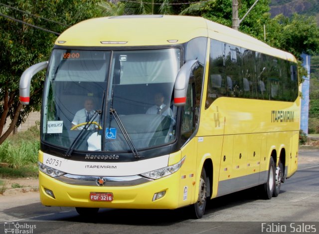 Viação Itapemirim 60751 na cidade de Guarapari, Espírito Santo, Brasil, por Fábio Sales. ID da foto: 4918097.