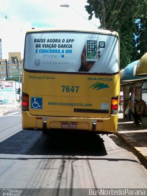 Viação Garcia 7647 na cidade de Apucarana, Paraná, Brasil, por Josino Vieira. ID da foto: 4920688.