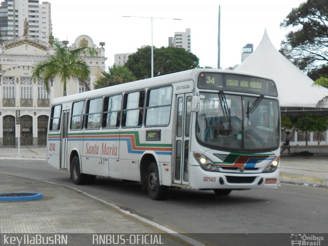 Auto Ônibus Santa Maria Transporte e Turismo 02143 na cidade de Natal, Rio Grande do Norte, Brasil, por Keylla Pinto. Número da foto: #4931408.