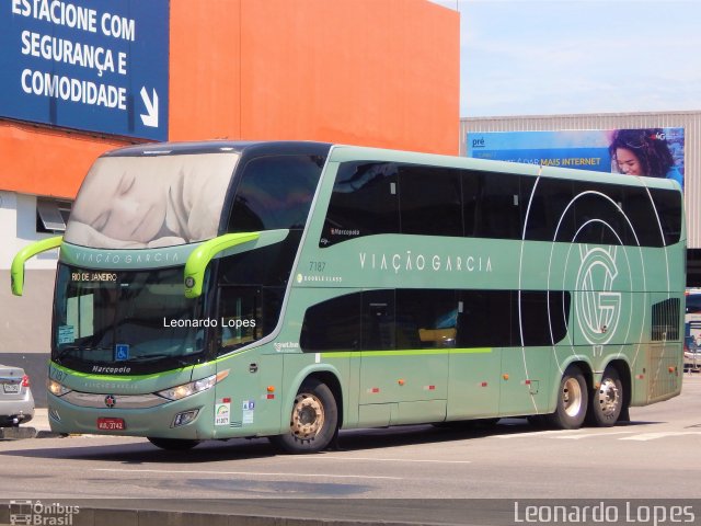 Viação Garcia 7187 na cidade de Rio de Janeiro, Rio de Janeiro, Brasil, por Leonardo Lopes. ID da foto: 4937349.