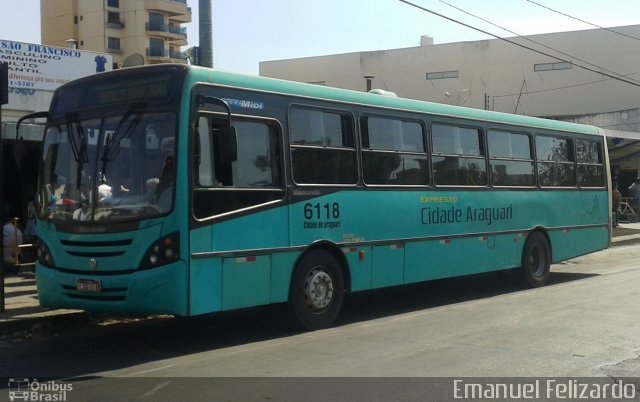 Expresso Cidade de Araguari Ltda 6118 na cidade de Araguari, Minas Gerais, Brasil, por Emanuel Vitor  Felizardo. Número da foto: #4937895.