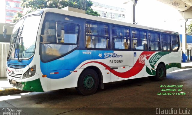 Expresso São Francisco RJ 130.029 na cidade de Nilópolis, Rio de Janeiro, Brasil, por Claudio Luiz. Número da foto: #4884041.