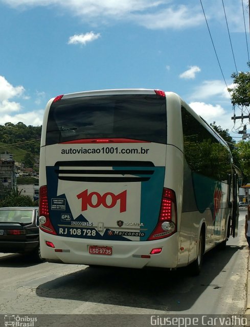 Auto Viação 1001 RJ 108.728 na cidade de Nova Friburgo, Rio de Janeiro, Brasil, por Giuseppe Carvalho. ID da foto: 4891193.