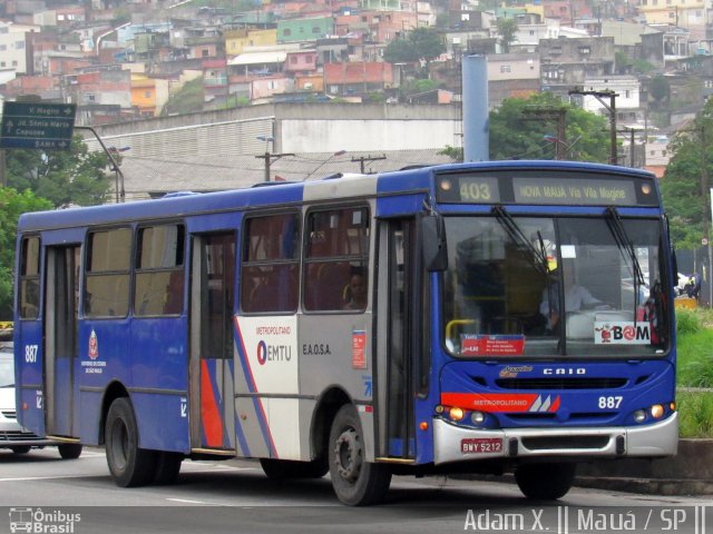 EAOSA - Empresa Auto Ônibus Santo André 887 na cidade de Mauá, São Paulo, Brasil, por Adam Xavier Rodrigues Lima. ID da foto: 4970606.