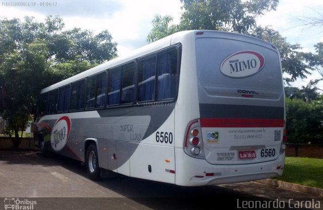 Viação Mimo 6560 na cidade de Pirassununga, São Paulo, Brasil, por Leonardo Carola. ID da foto: 4978183.