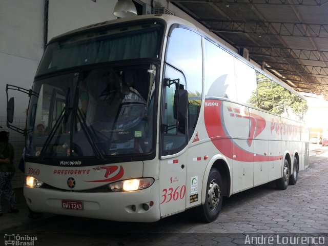 Viação Presidente 3360 na cidade de Ipatinga, Minas Gerais, Brasil, por André Lourenço de Freitas. ID da foto: 4978082.