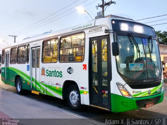 Viação Piracicabana Santos 4475 na cidade de Santos, São Paulo, Brasil, por Adam Xavier Rodrigues Lima. ID da foto: 4991437.