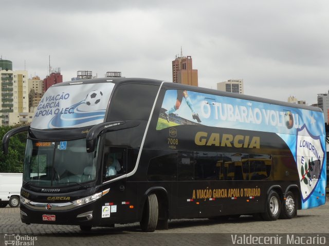 Viação Garcia 7008 na cidade de Londrina, Paraná, Brasil, por Valdecenir Macario. ID da foto: 4996443.