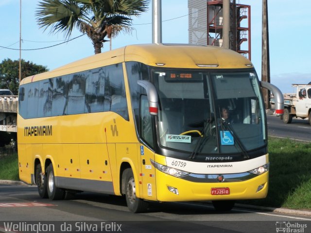 Viação Itapemirim 60759 na cidade de Vitória, Espírito Santo, Brasil, por Wellington  da Silva Felix. ID da foto: 5007892.