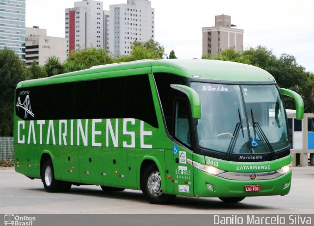 Auto Viação Catarinense 3413 na cidade de Curitiba, Paraná, Brasil, por Danilo Marcelo Silva. ID da foto: 4959531.