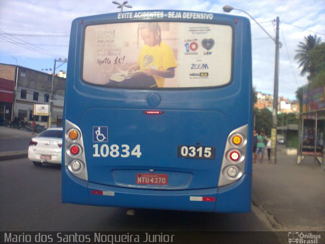 Concessionária Salvador Norte - CSN Transportes 10834 na cidade de Salvador, Bahia, Brasil, por Mario dos Santos Nogueira Junior. ID da foto: 4966924.