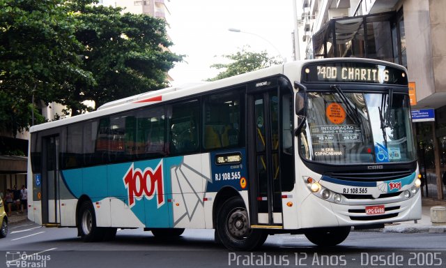 Auto Viação 1001 RJ 108.565 na cidade de Rio de Janeiro, Rio de Janeiro, Brasil, por Cristiano Soares da Silva. ID da foto: 5048915.