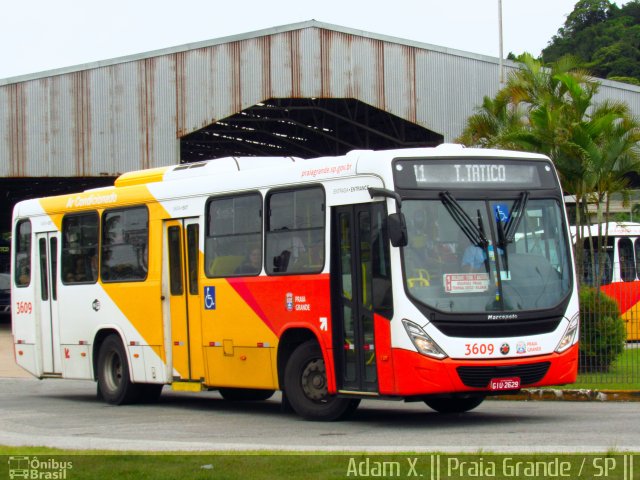 Viação Piracicabana Praia Grande 3609 na cidade de Praia Grande, São Paulo, Brasil, por Adam Xavier Rodrigues Lima. Número da foto: #5053083.