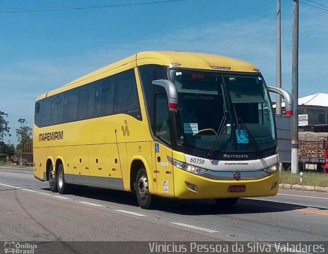 Viação Itapemirim 60759 na cidade de Campos dos Goytacazes, Rio de Janeiro, Brasil, por Vinicius Pessoa da Silva Valadares. ID da foto: 5051961.