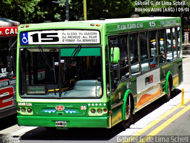 Transportes Sur-Nor CISA 28 na cidade de Ciudad Autónoma de Buenos Aires, Argentina, por Gabriel Giacomin de Lima. ID da foto: 5024072.