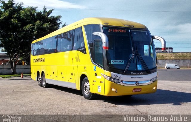 Viação Itapemirim 60523 na cidade de Sombrio, Santa Catarina, Brasil, por Vinícius Ramos Andre. Número da foto: #5064197.