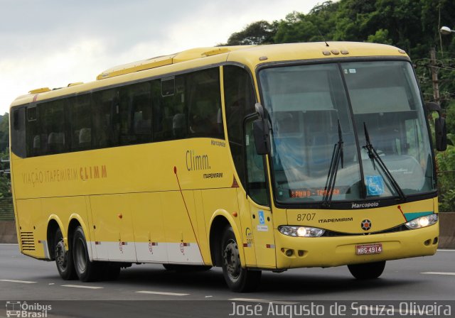 Viação Itapemirim 8707 na cidade de Piraí, Rio de Janeiro, Brasil, por José Augusto de Souza Oliveira. ID da foto: 5066671.