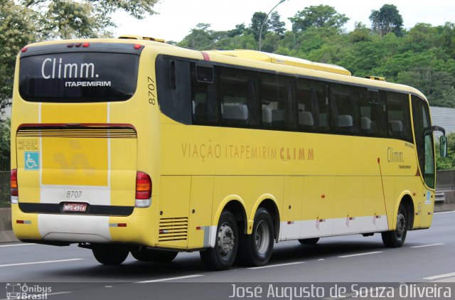 Viação Itapemirim 8707 na cidade de Piraí, Rio de Janeiro, Brasil, por José Augusto de Souza Oliveira. ID da foto: 5066663.