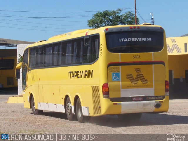 Viação Itapemirim 5805 na cidade de Arcoverde, Pernambuco, Brasil, por Eronildo Assunção. ID da foto: 5064099.