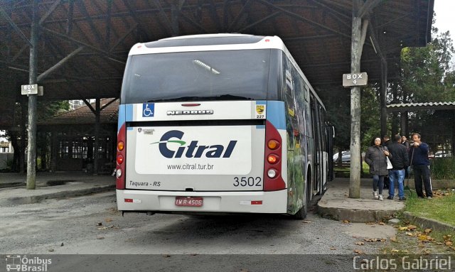 Citral Transporte e Turismo 3502 na cidade de Canela, Rio Grande do Sul, Brasil, por Carlos Gabriel. ID da foto: 5069876.